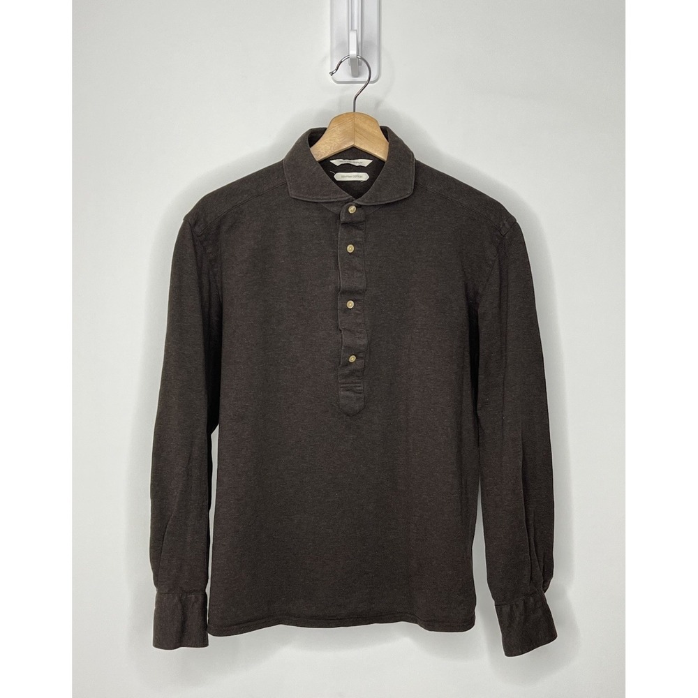 Suitsupply Egyptian Cotton Men Shirt 41/42 16-16 1/2 Brown Flannel Slim Fit Polo